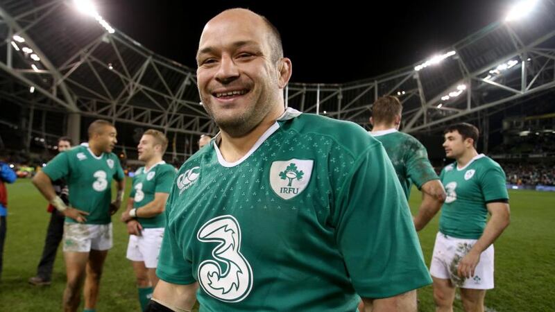Ireland’s Rory Best celebrates after the win over Australia. Photograph: Dan Sheridan / Inpho