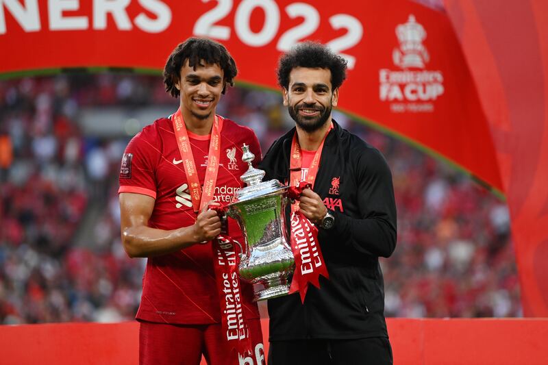 Mohamed Salah and Trent Alexander-Arnold: played in the same team for eight years. Photograph: Shaun Botterill/Getty