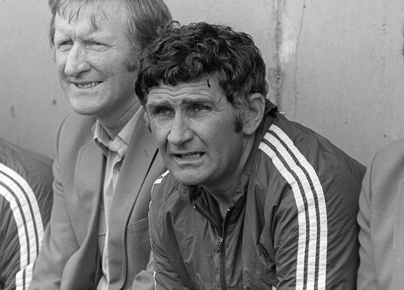 Mick O'Dwyer on the sideline for Kerry during the 1983 Munster football final. Photograph: Billy Stickland/Inpho