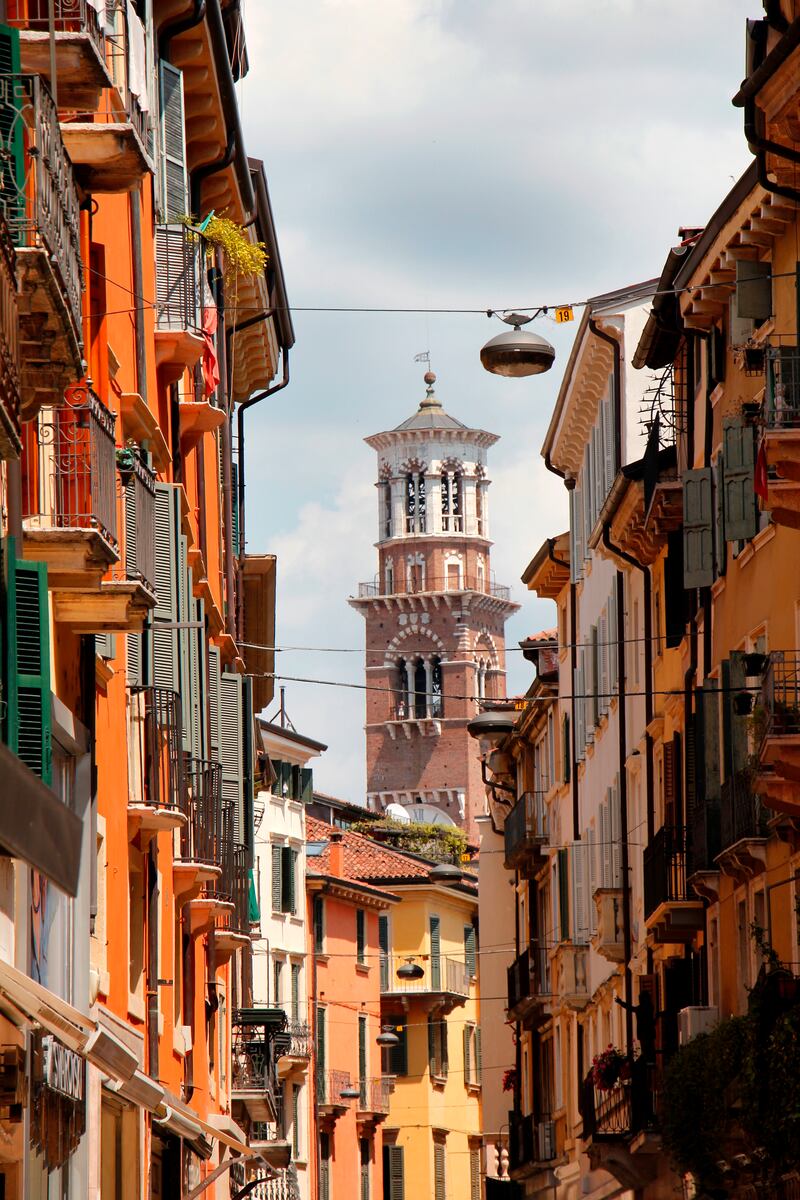 The tower of Lamberti through the narrow streets of Verona. Photograph: iStock