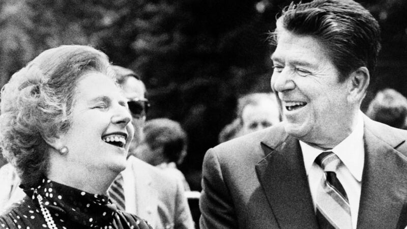 Margaret Thatcher and Ronald Reagan in Ottawa, Canada on July 21st, 1981. Photograph: AP