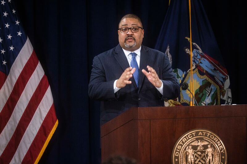 Manhattan district attorney Alvin Bragg Mr Bragg last week unveiled 34 felony charges against Donald Trump that stem from the former president’s attempts to cover up a potential sex scandal during and after the 2016 presidential campaign. Photograph: Dave Sanders/The New York Times