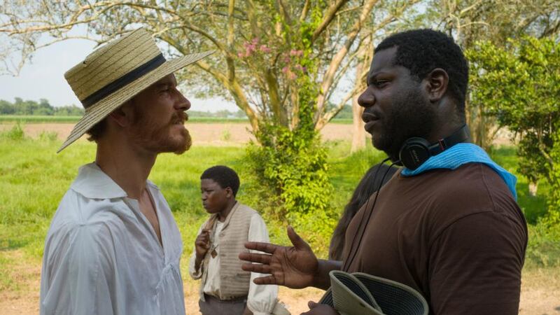 Steve McQueen: the director with Michael Fassbender on the set of 12 Years a Slave. Photograph: François Duhamel/AP/Fox Searchlight