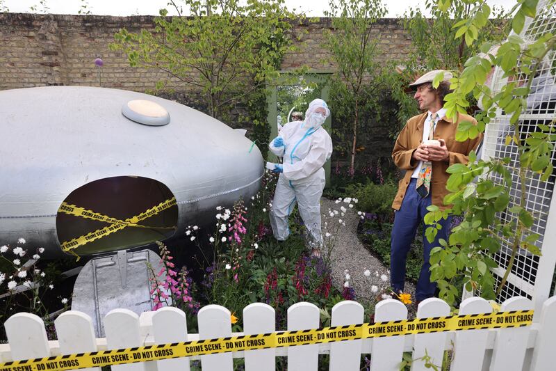 Designer Joe Kelly, in ‘Out of this World’ with Ciara Patricia Langan. Photograph: Dara Mac Dónaill/The Irish Times
