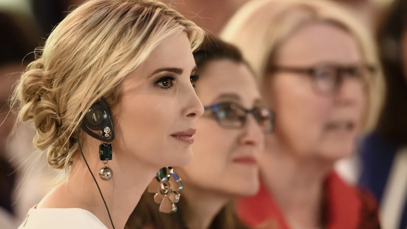 Ivanka Trump with the Canadian foreign minister Chrystia Freeland and the president of the National Council of German Women’s Organisations, Mona Kueppers in Berlin, Germany. Photograph:  Getty Images