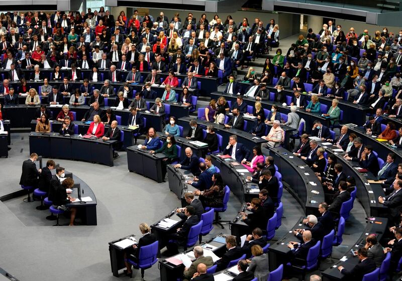 German MPs attend the first plenary session of  parliament  after the recent elections in Berlin on Tuesday. Photograph: Markus Schreiber