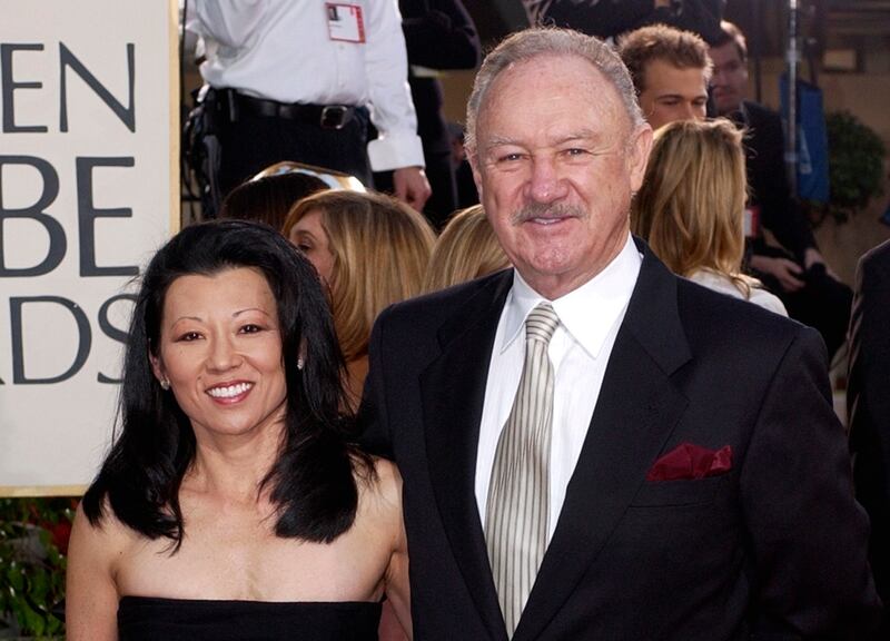 Actor Gene Hackman with his wife, Betsy Arakawa. Photograph: Mark J Terrill/AP