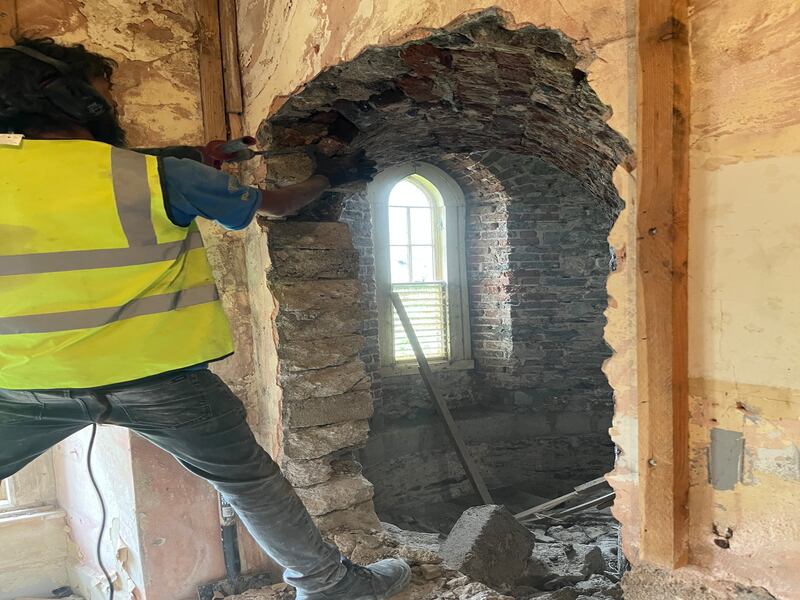 A joiner carrying out window repairs in the 800-year-old castle discovered the secret room, the second such discovery on the property in recent times. Photograph: Irish Heritage Trust 