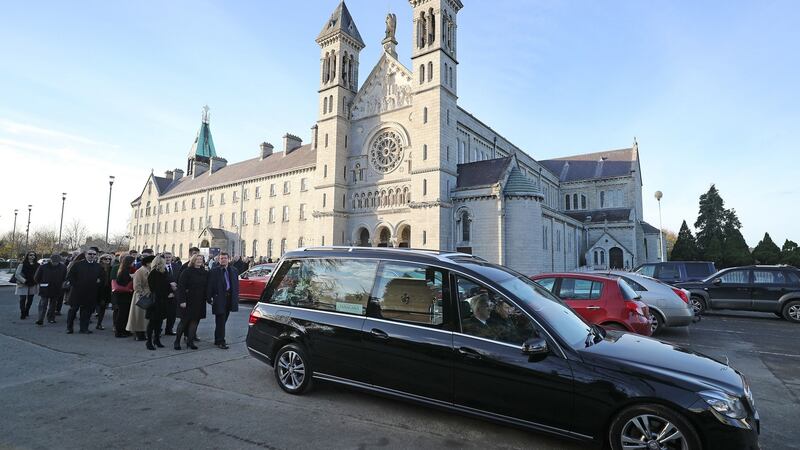 Funeral of Níall Tóibín at Church of St Paul of the Cross, Mount Argus, Dublin. Photograph: Nick Bradshaw