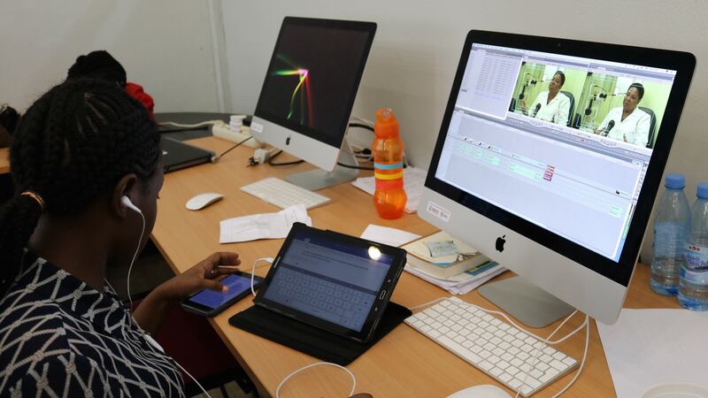 A trainee works at Media Lab in Maputo. Photograph: Louise McLoughlin