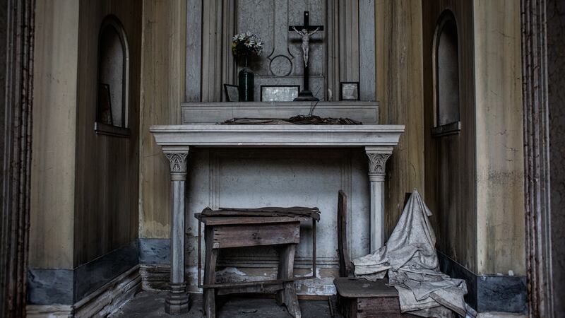The Testolini Quadri chapel, which is being auctioned off, in the cemetery of San Michele, Venice’s isle of the dead.