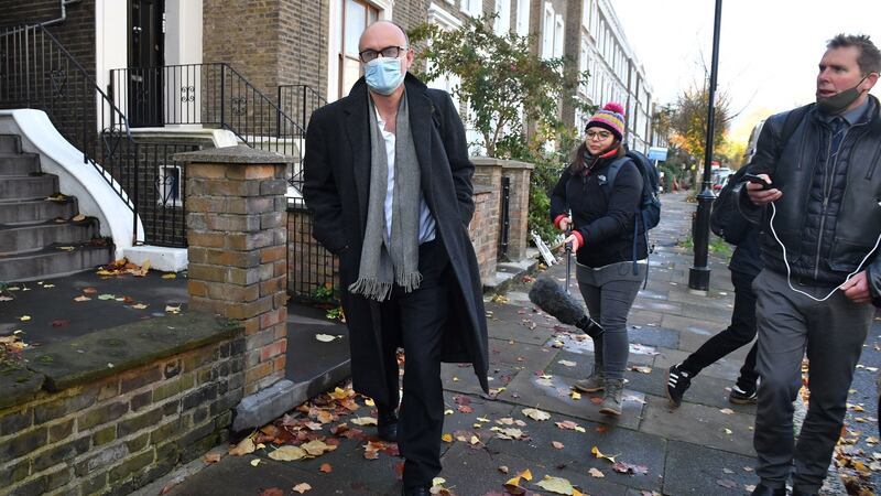 British prime minister Boris Johnson’s top aide Dominic Cummings leaves his home in north London on Thursday  morning, after the announcement that close ally Lee Cain is resigning as Downing Street’s director of communications. Photograph: Dominic Lipinski/PA Wire