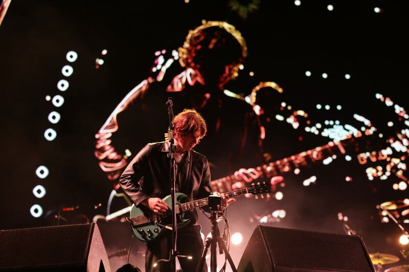 Kings of Leon: Matthew Followill at Electric Picnic on Sunday night. Photograph: Alan Betson