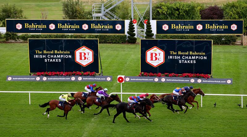 Tom Marquand on Economics crosses the line to win the Royal Bahrain Irish Champions Stakes at the Irish Champions Festival this month. Photograph: Ryan Byrne/Inpho