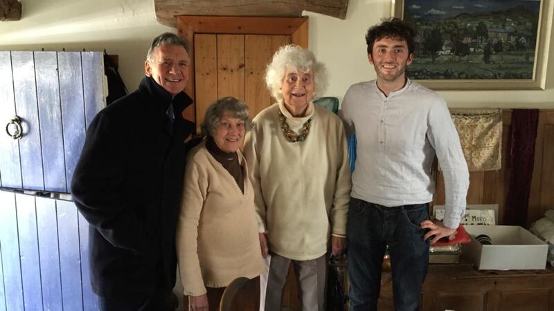 Travel writer Michael Palin, Elizabeth Tuckniss, Jan Morris and film-maker John O’Rourke, who has produced a documentary on Morris’s extraordinary life. Photograph: Nicky Lessware