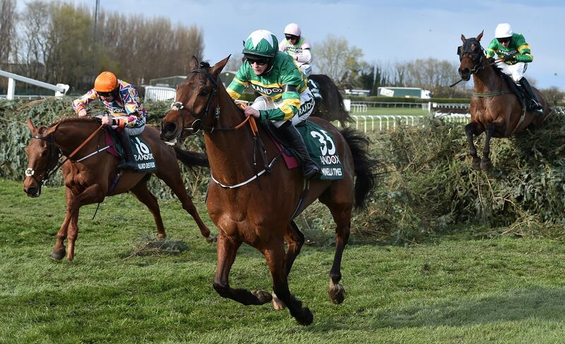 Rachael Blackmore on Grand National winner Minella Times. Photograph: Peter Powell/EPA