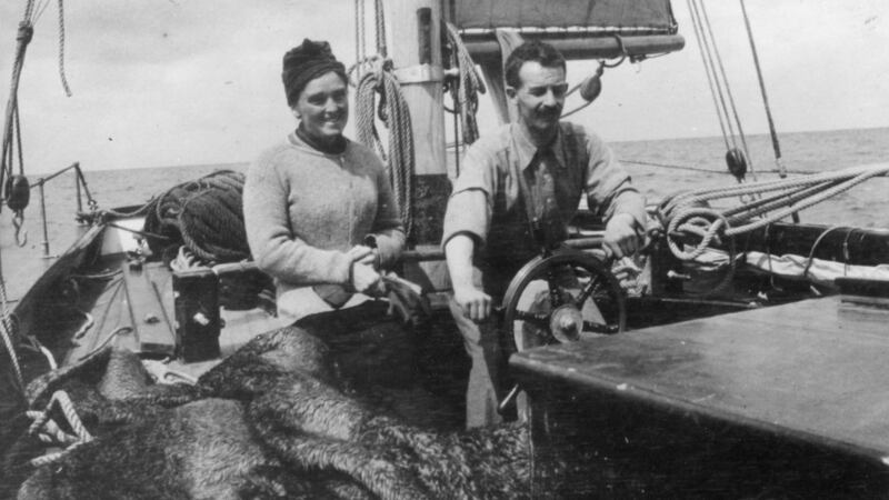 Erskine Childers and his wife aboard his yacht, the Asgard, which was used to run guns for the Irish Volunteers. File photograph: Hulton Archive/Getty Images