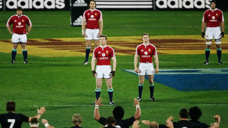 Brian O’Driscoll  and team-mates face the  Haka during the first Test of the 2005 Lions series against New Zealand in Christchurch. Photograph: Photograph:  Shaun Botterill/Getty Images