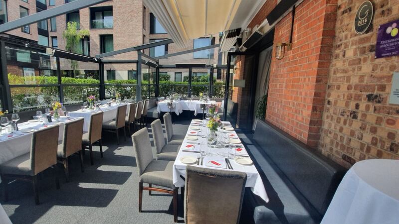 The comfortable outside terrace at Asdor in Dublin 4.