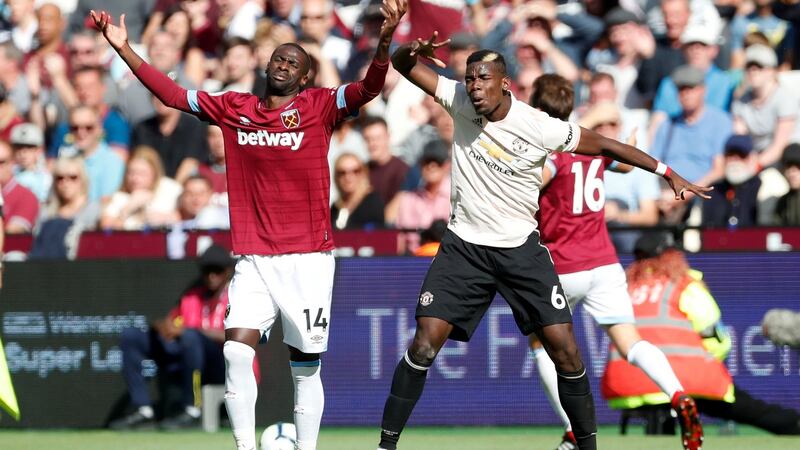 Paul Pogba reacts during the defeat. Photo: Matthew Childs/Reuters