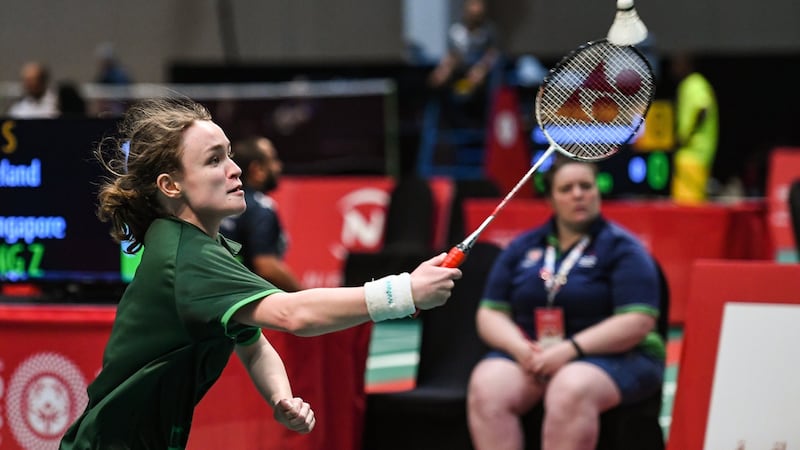 Team Ireland’s Sarah-Louise Rea  during her 2-0 win over Zhi Ching of Singapore during the Special Olympics World Games in Abu Dhabi. Photograph: Ray McManus/ Sportsfile