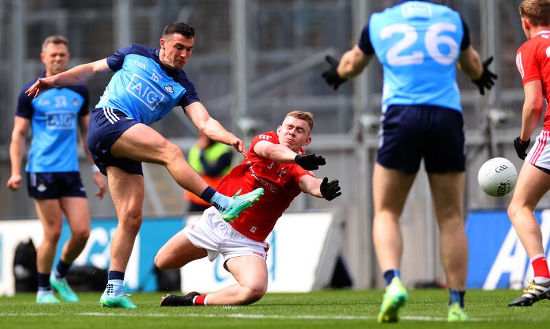 Dublin’s Colm Basquel scores his side's fifth goal against Louth in last year's Leinster final. Photograph: James Crombie/Inpho