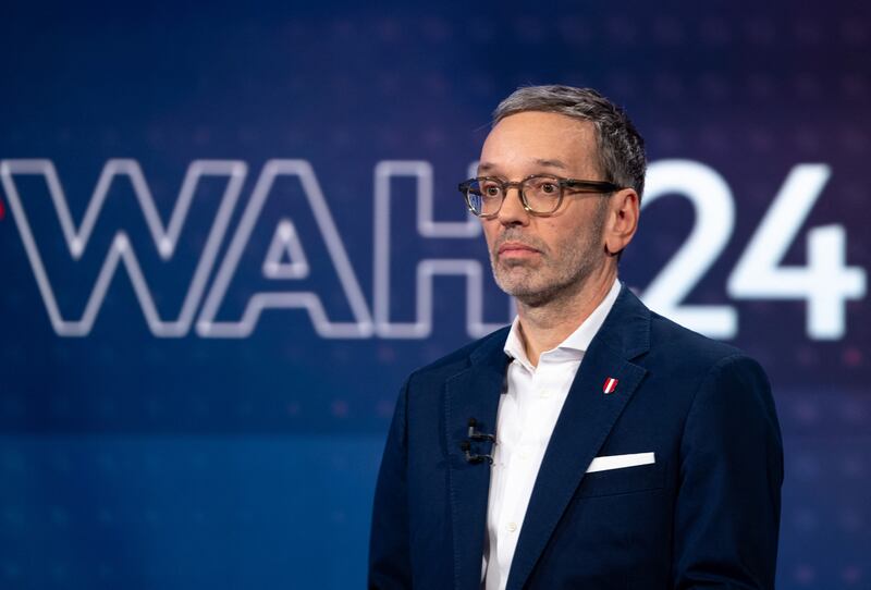 Freedom Party of Austria's Herbert Kickl: He wants voters to give him power as 'Volkskanzler' or the people’s chancellor. Photograph: Joe Klamar/AFP