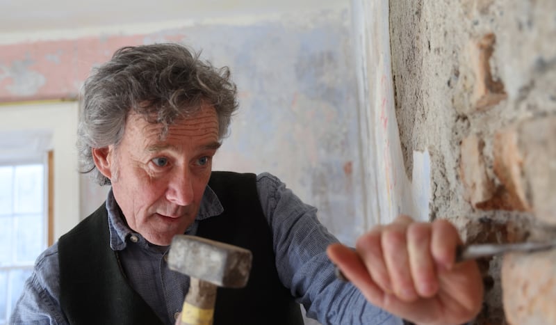 Tom Pollard working on restoration at Knockelly Castle in Co Tipperary. Photograph: Bryan O’Brien