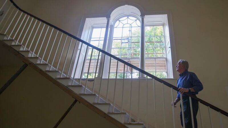Jim Thompson on the cantilevered staircase in the Woodhouse Estate in Stradbally, Co Waterford. Photograph: Patrick Browne