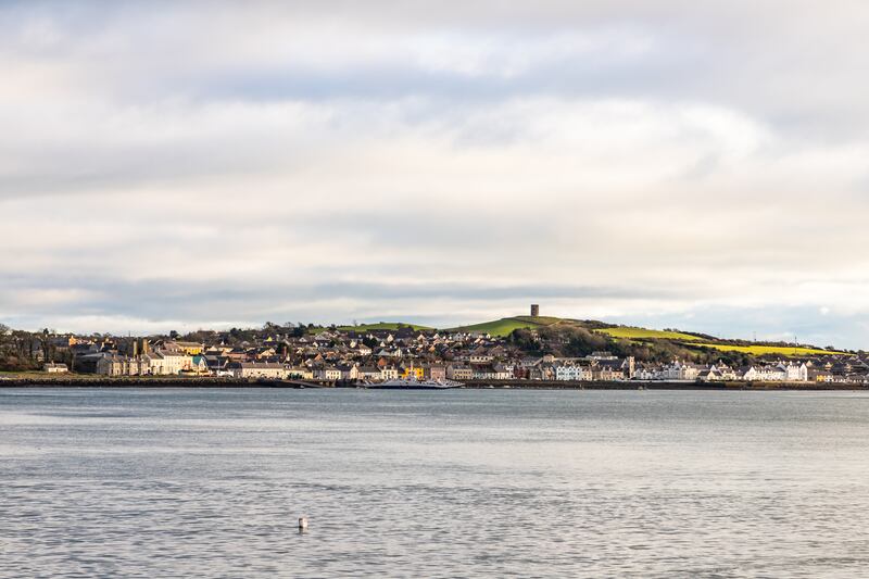Mageean's hometown Portaferry, on Strangford Lough at the southern end of the Ards Peninsula, with its landmark windmill tower on the hill in the background