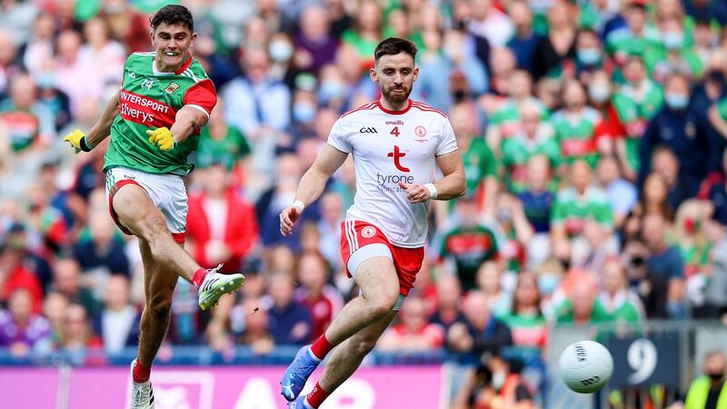 Tommy Conroy pulls a goal effort wide. Photo: Tommy Dickson/Inpho