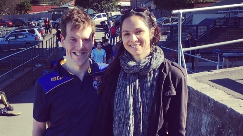Jonathan Drennan with his fiancée Christina, who he met in Sydney.
