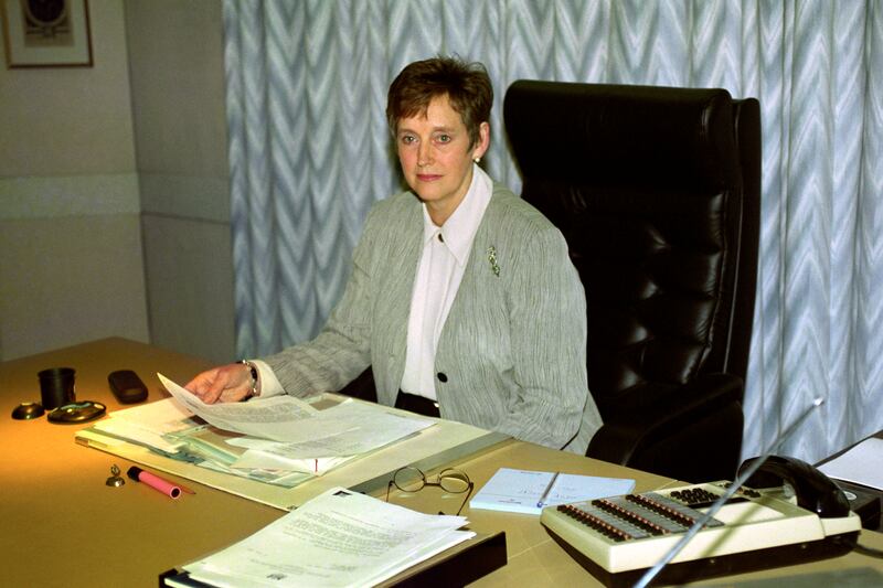 Stella Rimington, director general of MI5 on the day M15 held the first photocall in its 84-year history, in 1993. Photograph: Sean Dempsey/PA Wire 