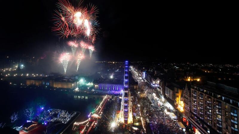 Fireworks mark the beginning of 2015 during the Hogmanay New Year celebrations in Edinburgh. Photograph: Danny Lawson/PA Wire