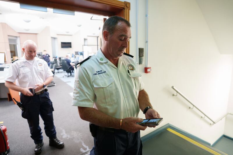 26th July, 2025.On the night shift with Dublin Fire Brigade seen here returning to base in Donnybrook after responding to a fire in Cabinteeley, Dublin.Photo:Barry Cronin for The Irish Times.