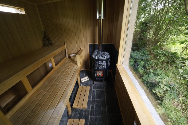 Cian Boland's sauna interior. Photograph: Nick Bradshaw