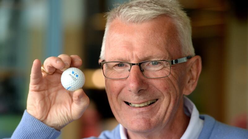 Richard Cloke from Shandon Park Golf Club with his hole-in-one ball at The K Club. Photograph: Cyril Byrne/The Irish  Times