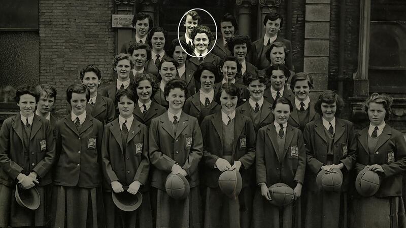 Eunice Baily and Clare Brazil were both boarders at the Ursuline Convent in Waterford. They are circled in this picture from 1956 with the school choir. Photograph: Bryan O’Brien/The Irish Times