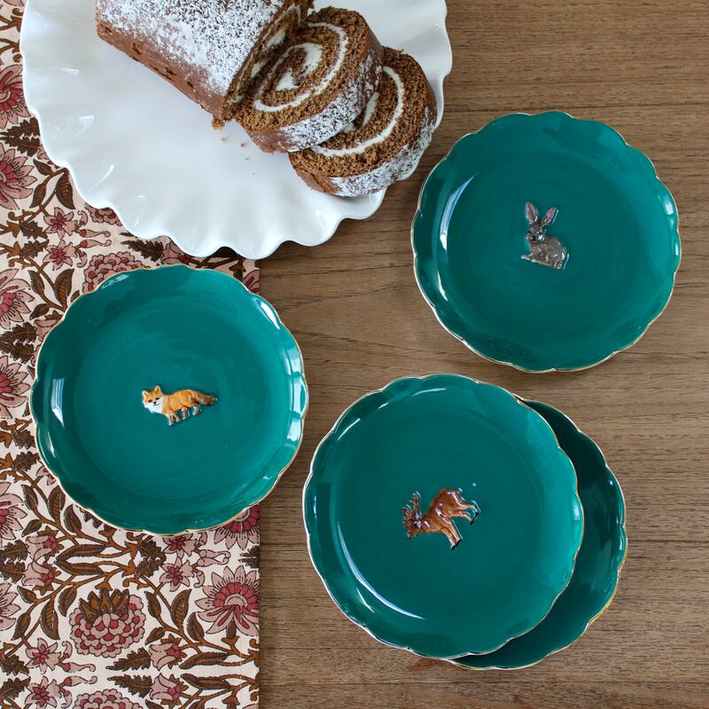 Green Forest Animal side plate, set of four €60