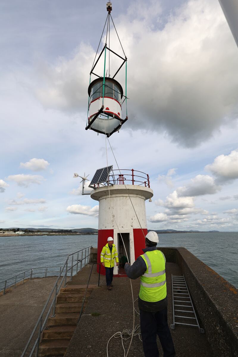 The finished piece is craned into place. Photograph: Nick Bradshaw/The Irish Times