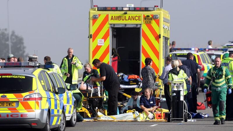 South East Coast Ambulance Service said it was dealing with a major incident with 30 ambulances at the scene. Photograph: Gareth Fuller/PA Wire