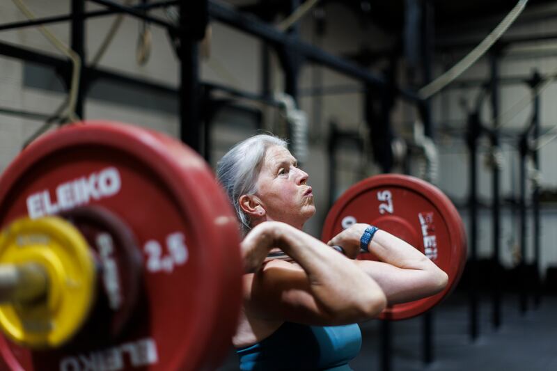 Phil Browne (65) at the CrossFit Bua Gym in Whitehall, Co Dublin. Photograph: Dan Dennison