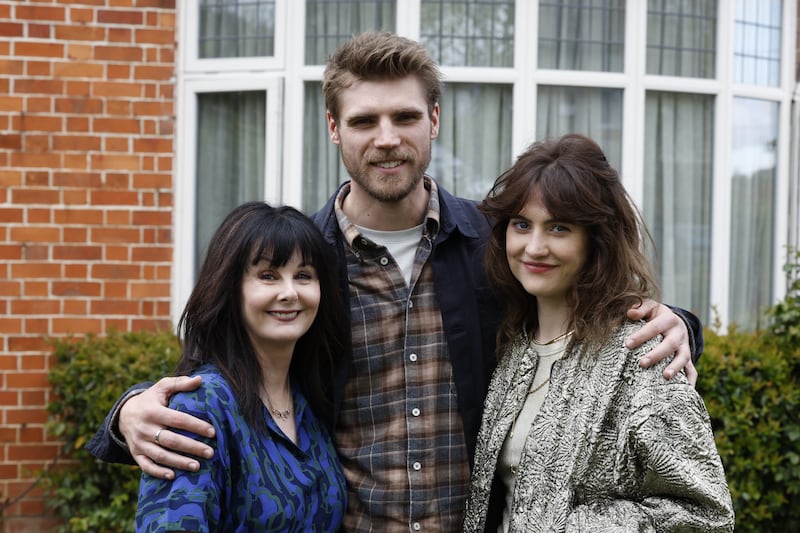 Marian Keyes, Jay Duffy and Caroline Menton on the set of The Walsh Sisters. Photograph: Nick Bradshaw/The Irish Times