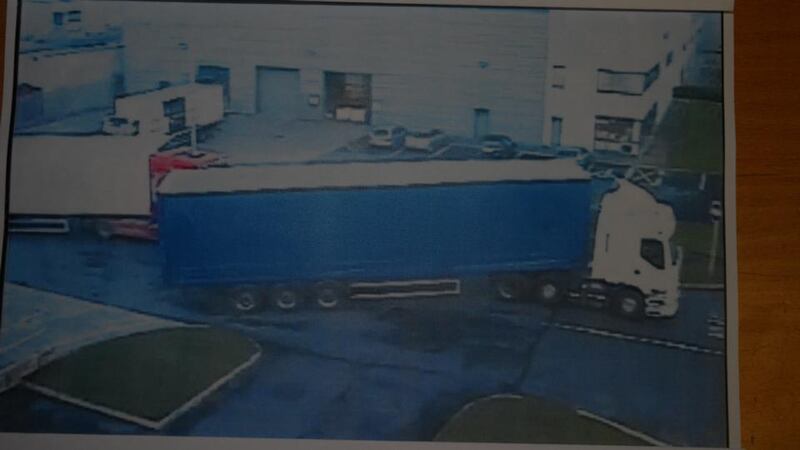 The second truck used in the robbery of alcohol at Parkwest  Industrial Estate. Photograph: Garda Press Office