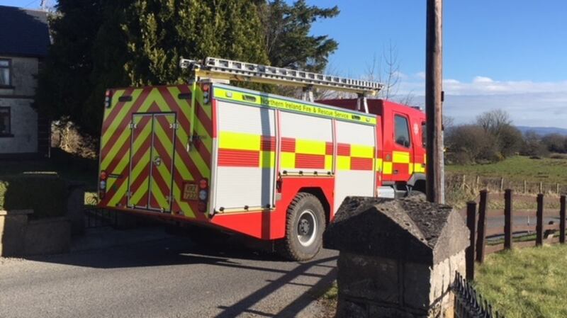 A unit of the Northern Ireland Fire Service at the scene of the Derrylin fire. Photograph: Tim O’Brien
