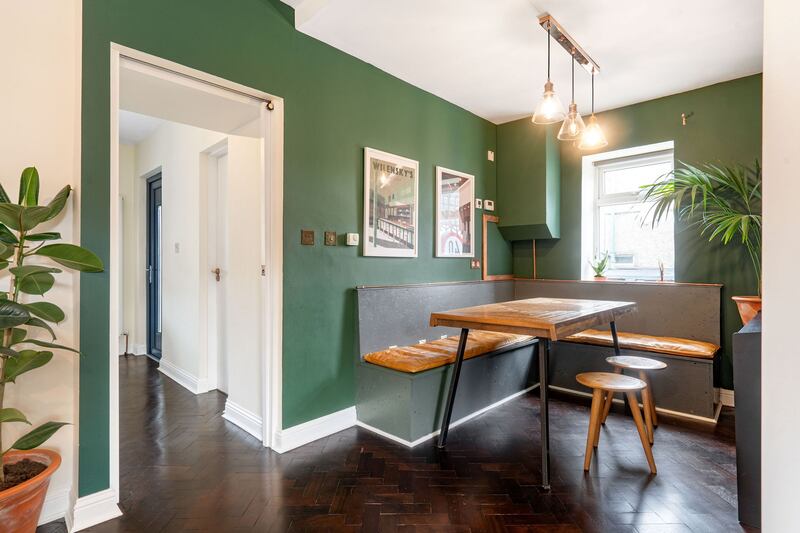 The dining space (with living area and kitchen) is floored in a solid mahogany parquet floor which adds a lot of class.