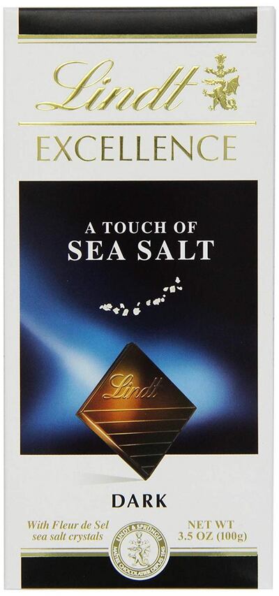 If you don’t see a cocoa level percentage on the front of a bar, such as with Lindt’s Excellence Dark Touch of Sea Salt, it may have less than 50 per cent