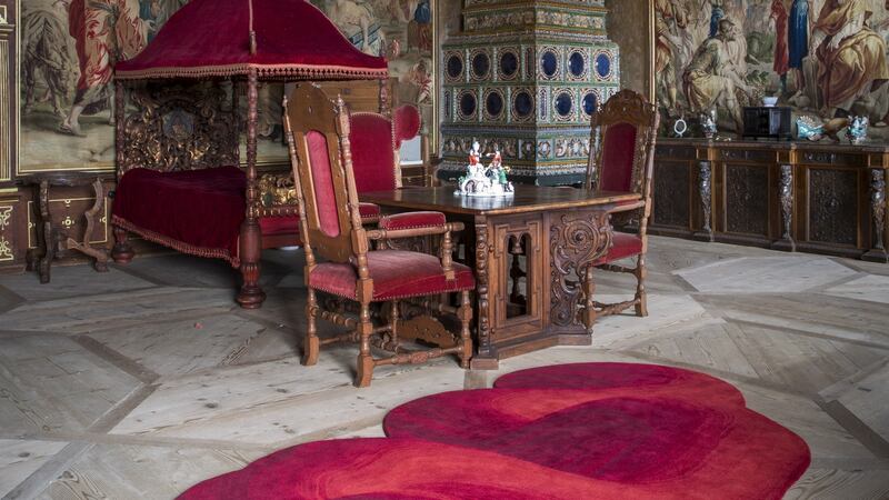 Carpet by Odd Matter at Schloss Hollenegg. Photograph: Leonhard Hilzensauer