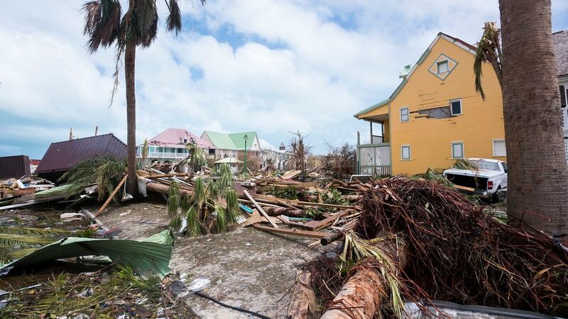 Damage in Orient Bay on the French Carribean island of Saint-Martin, after the passage of Hurricane Irma. Photograph: Lionel ChamoiseauAFP/Getty Images