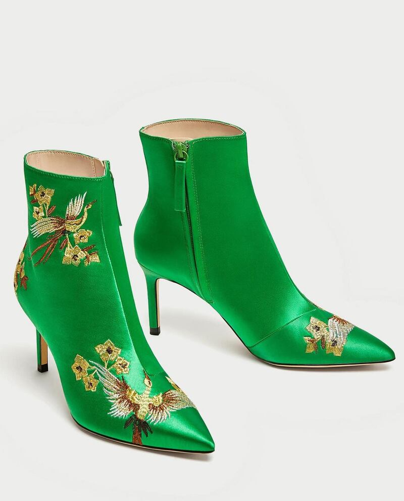 Green satin ankle boots €59.95 from Zara